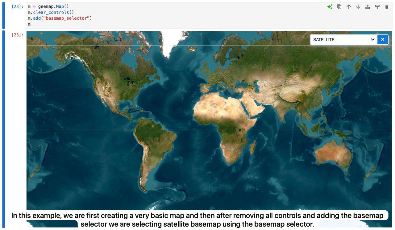 Geemap interface with layer controls